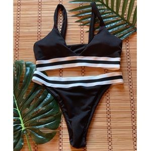 Black & White Ribbed Sporty Bikini *NWOT*